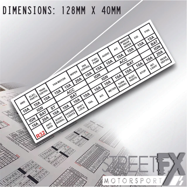 R32 Fusebox Sticker Translation Wiring Fuse English Vinyl For Nissan