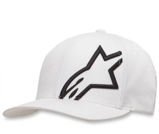 Alpinestars Corp Shift 2 Curved Brim Hat - Flexfit S/M White/Black # 2501-2784
