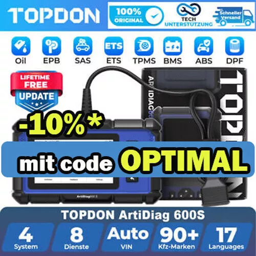 🔥TOPDON AD600S Profi KFZ OBD2 Diagnosegerät Scanner 8 Reset Service 2G+32G TPMS