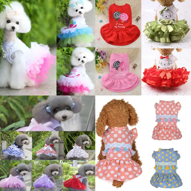 Mascota Cachorro Perro Vestido Falda Chaleco Moño Gato Pequeño Ropa Traje GB "