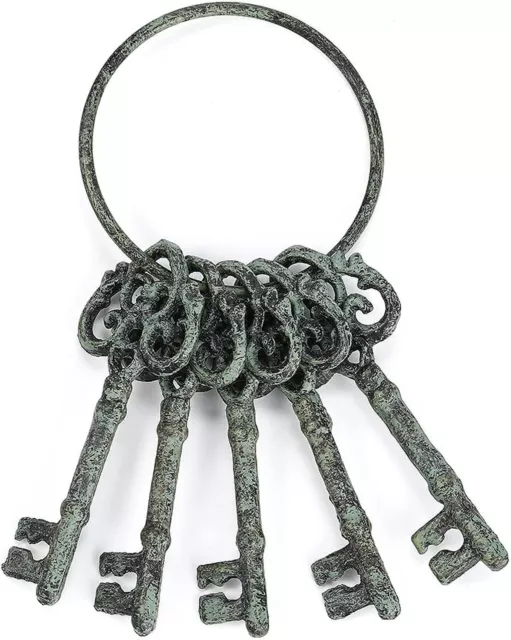 8 Inch Cast Iron Key Ring Antique Skeleton Keys Decorative Cast Iron Keys Crafts