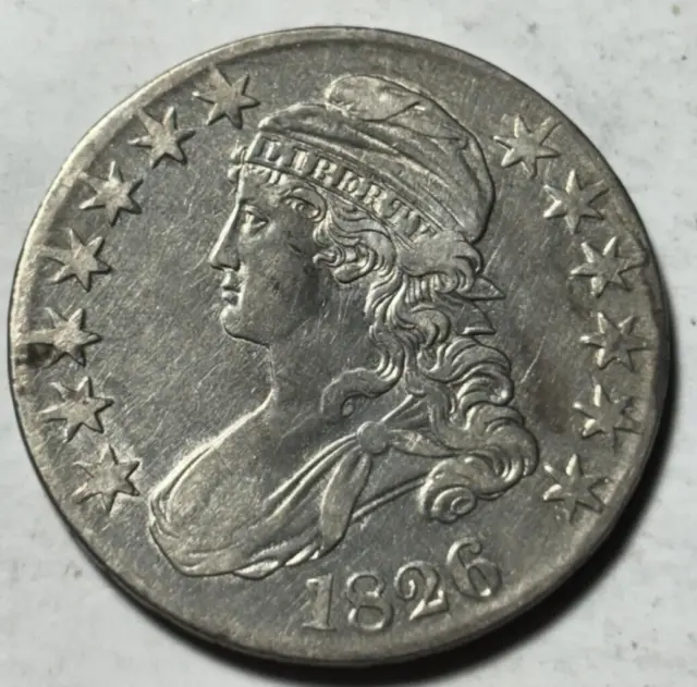 1826 50c Capped Bust Half Dollar. Attractive Circulated Example, Cleaned
