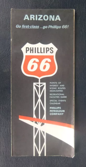 1965 Arizona   road map Phillips 66  oil  gas route 66 special events calendar
