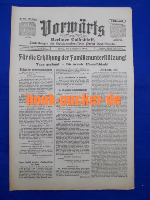 VORWÄRTS (3. November 1916): Für die Erhöhung der Familienunterstützung!