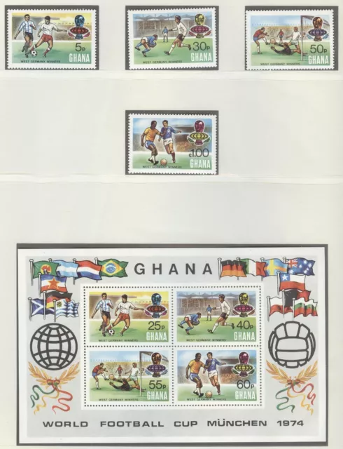 Ghana World Championship Soccer Germany 1974 overprinted perf. set block MNH