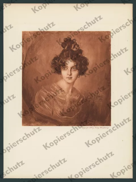 orig. Hanfstaengl Gravüre Lenbach Porträt Tänzerin Madame Saharet München 1899