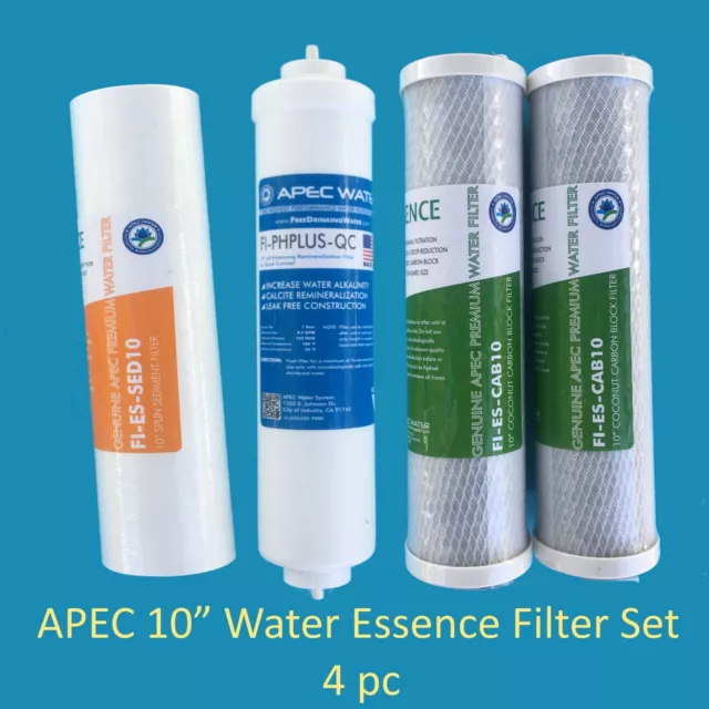 APEC 10” Water Essence Filter Set, 4 pc: FI-ES-CAB10(2), FI-ES-SED10, FI-PHPLQ