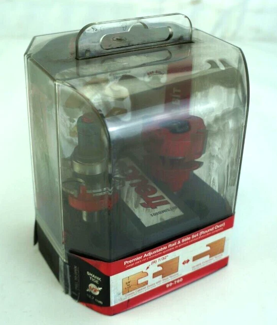 Freud 99-760 1-11/16" Premier Adjustable Rail & Stile Round Over Router Bit Set