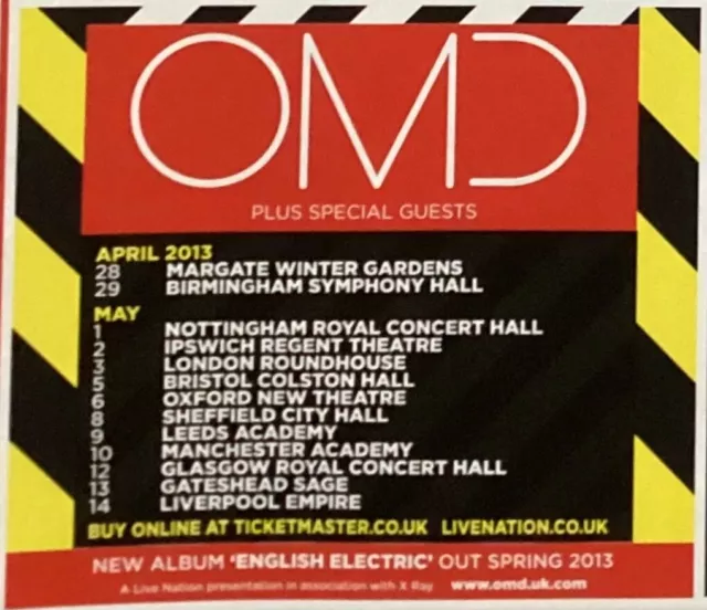 Omd - Gig Advert - Uk Tour 2013