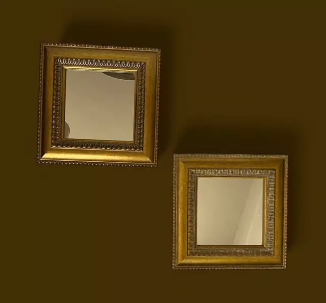 Pair of Gilded Ornate Mini Mirrors Art Deco Made in Canada