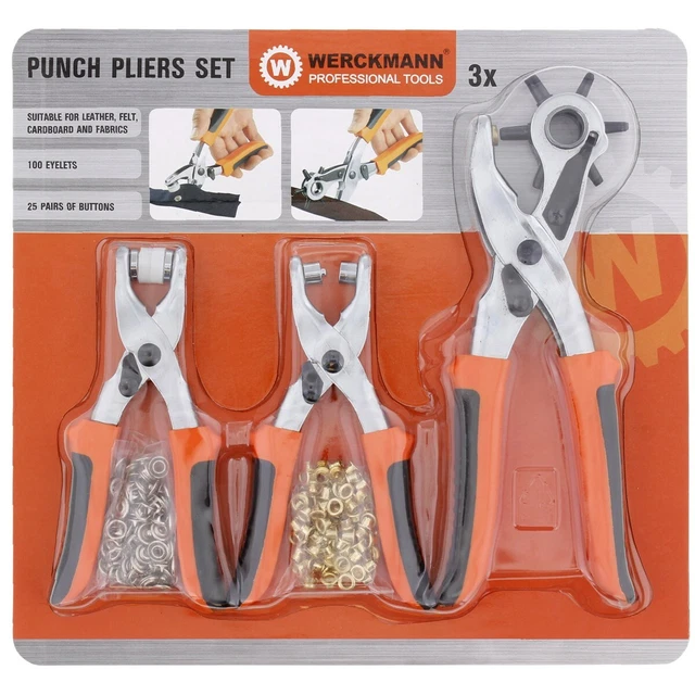 Ensemble De 3 Pinces Emporte Piece Et A Sertir + Oeillets + Boutons Pression