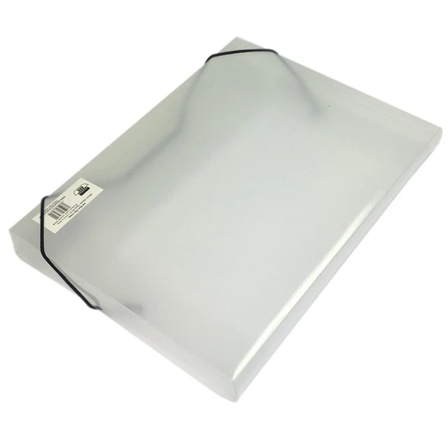 Transparent Plastic Box File 10 A4 CLEAR Plastic Box Files Elasticated Document Storage Folders ...