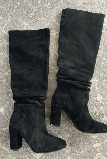 Tall Suede Boots Size 7.5 Knee High black leather heels Steve Madden Cute