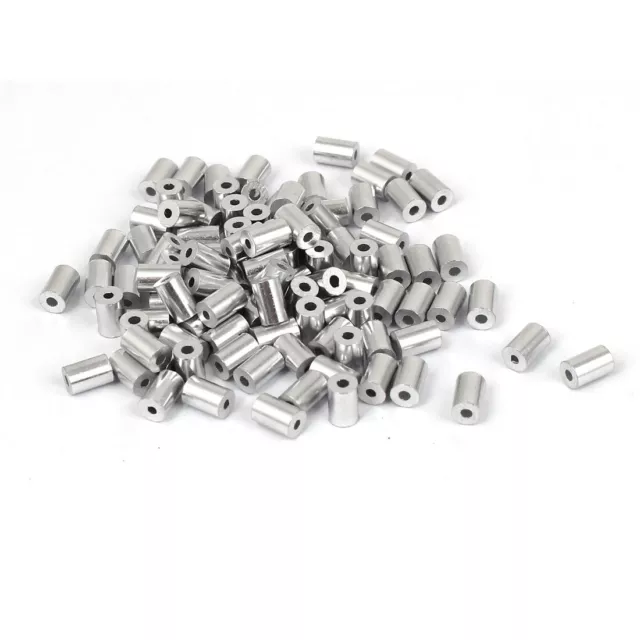 100 Stück 1mm Loch Stahldraht Seil Aluminiumhülsen Ärmel Silber