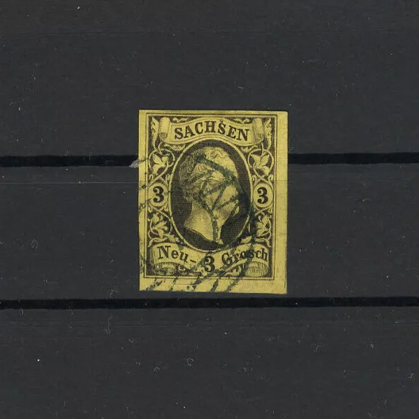AD Sachsen 3 Ngr. Mi.Nr. 6 PF I "Sachsenringel" über zweitem S von Sachsen 1851