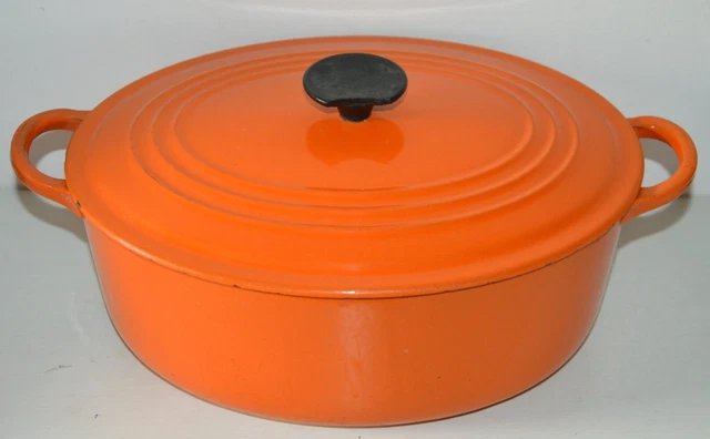 Cocotte Doufeu Cousances – fonte émaillée orange n° 24 vintage - Arts de la table