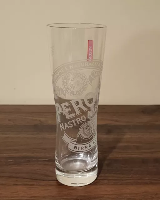 Peroni Beer Nastro Azzuro 2 x Clear Etched Beer Glasses 380ml SOHM MAN