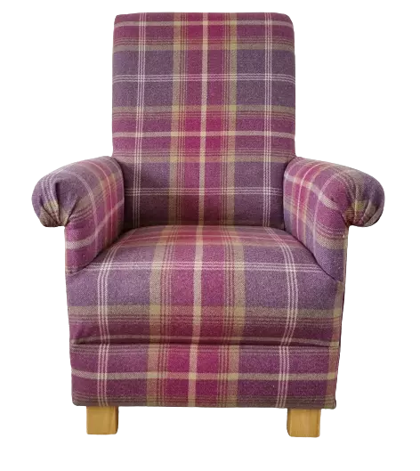 Porter & Stone Balmoral Tartan Fabric Adult Chair Armchair Checked Amethyst