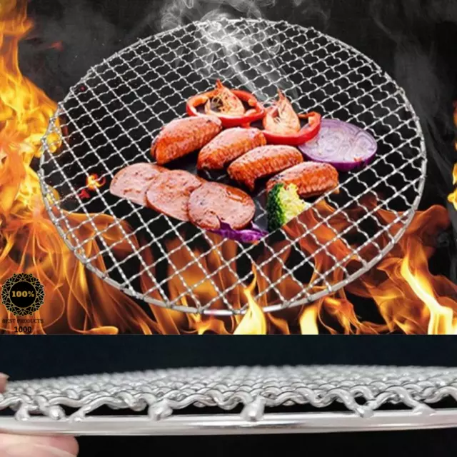 BBQ Grill Mesh Wire Stainless Steel Grid Grate 1 Round Picnic Barbecue Roast Net