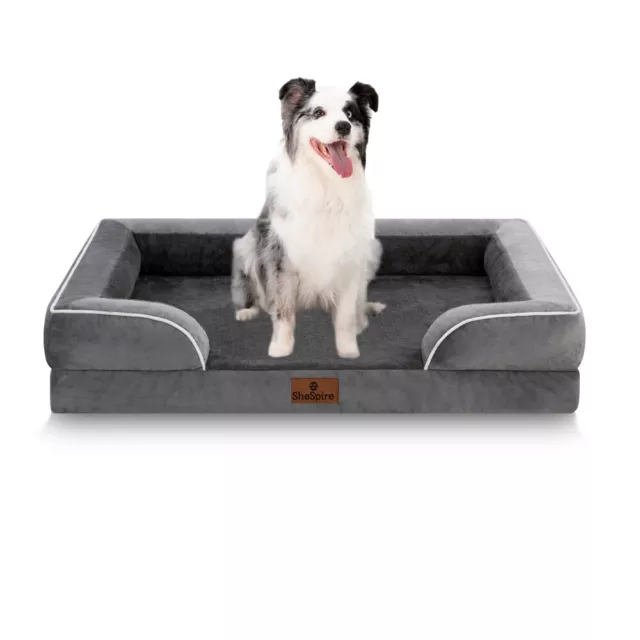 DarkGray Medium Large Jumbo Orthopedic Pet Dog Bed Removable Memory Foam Bolster