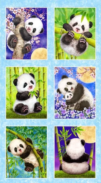 Fabric~Pandas~ Large Fabric Panel ~24 X 44"