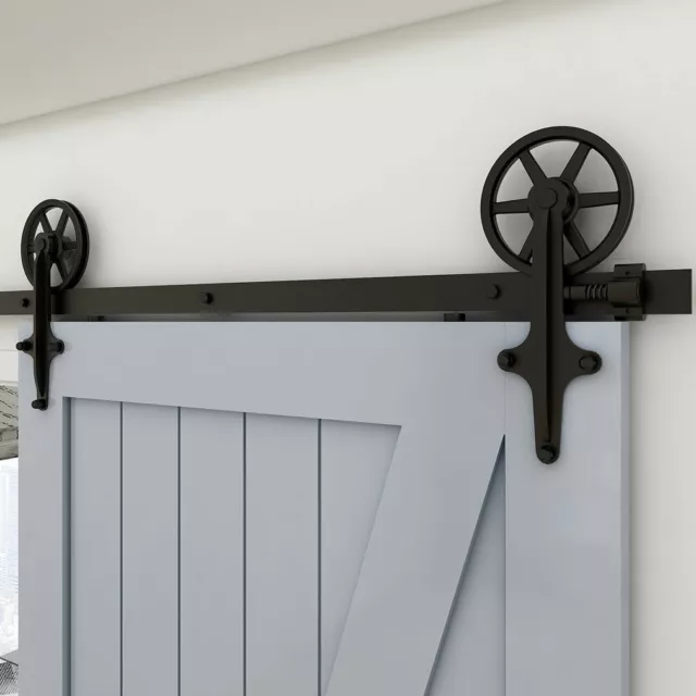 Steel Sliding Barn Door Hardware Kit 5FT/6FT/8FT for Single/Double Wood Doors