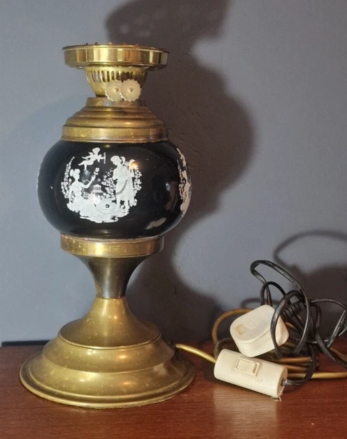 VINTAGE/ANTIQUE CONVERTED OIL Lamp Base Decorative Black Brass Ornate