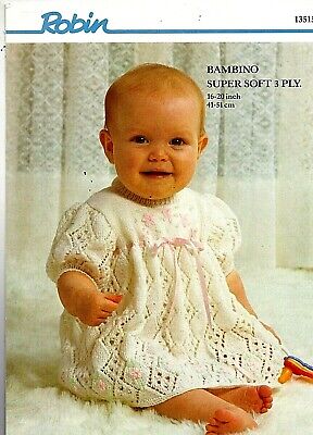 Robin Bambino Super Soft 3 strati Knitting Pattern, Baby Girl Dress