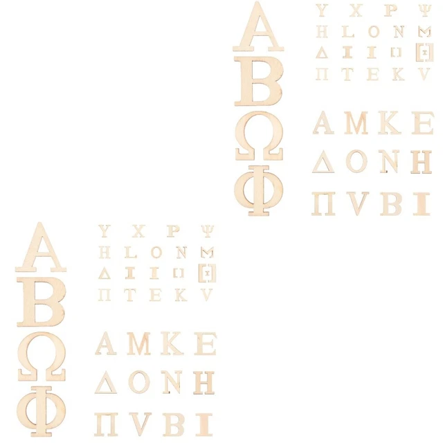144 Pcs Safe Small Wooden Greek Alphabet Big Wooden Letters for Friends Decorate