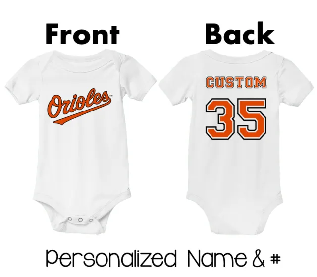Baltimore Orioles PERSONALIZED Newborn Baby Bodysuit Shirt Custom Kids Tee