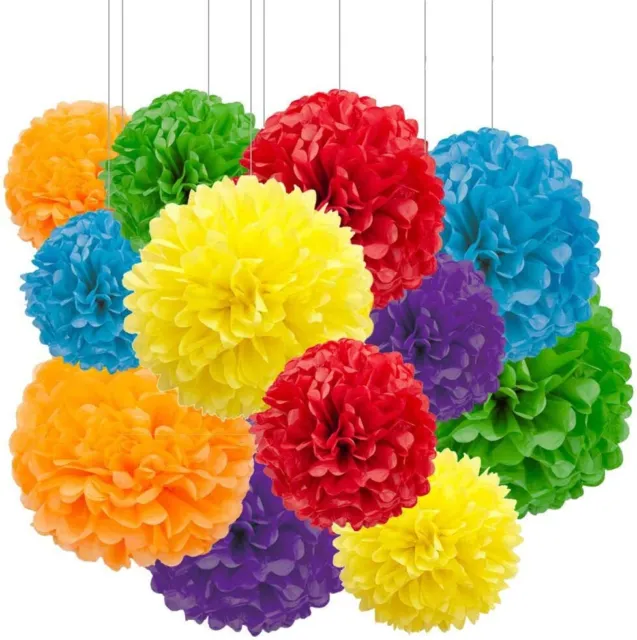 8" Stoffpapier Bommel hängende Girlande Hochzeit Party - 10er-Pack gemischte Farben Thema
