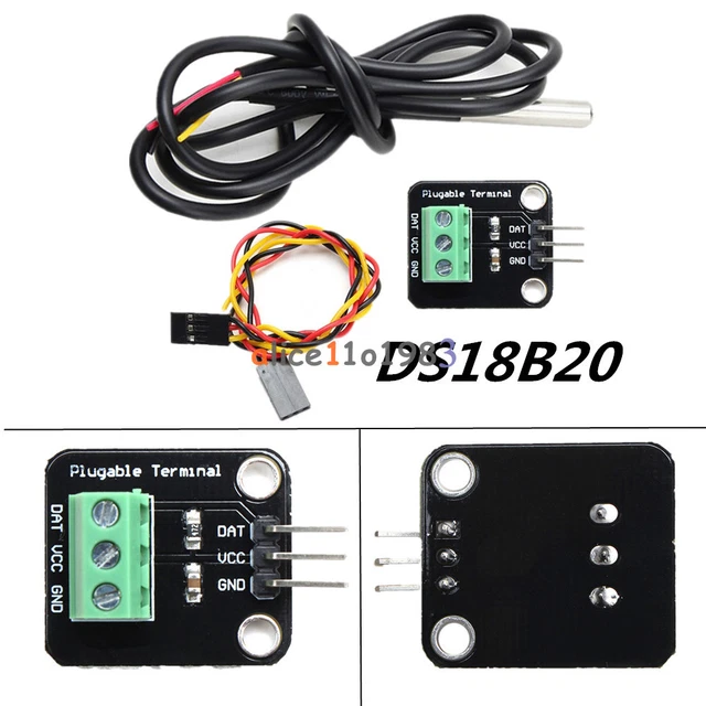DS18B20 TEMPERATURE SENSOR Module WaterProof Probe+Terminal Adapter For ...