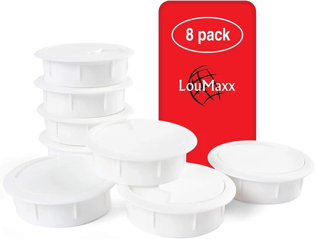 Passe Câble De Bureau Ø 60Mm - Lot De 8 Pièces En Plastique, Blanc – Cache Fils,