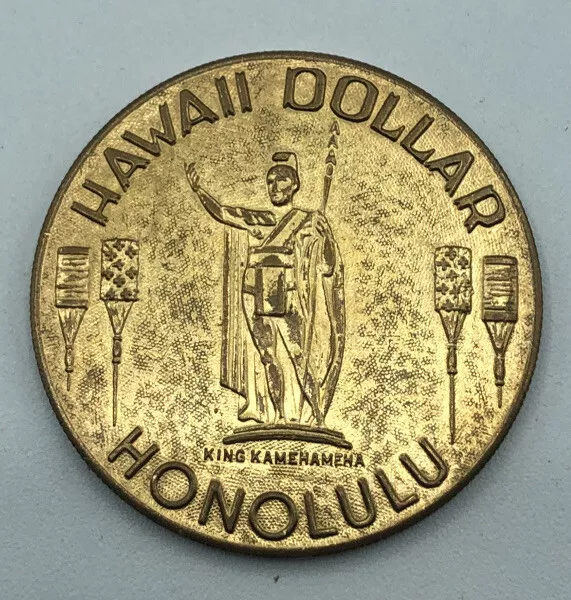 1976 Waikiki and Diamond Head Beach Honolulu HAWAII DOLLAR Hawaiian Token Coin