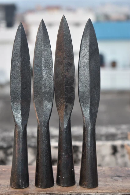 Medieval Hand-forged Leaf Design Viking Iron Spearhead (Set Of 4)