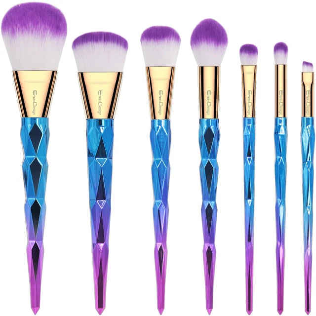 EmaxDesign Set di pennelli da trucco pennelli 7 pezzi colorati a forma di