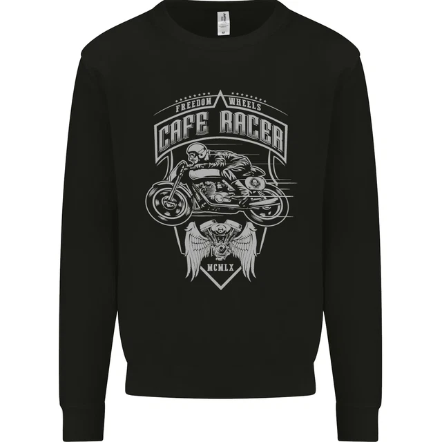 Freedom Wheels Cafe Racer Biker Motorcycle Mens Sweatshirt Jumper