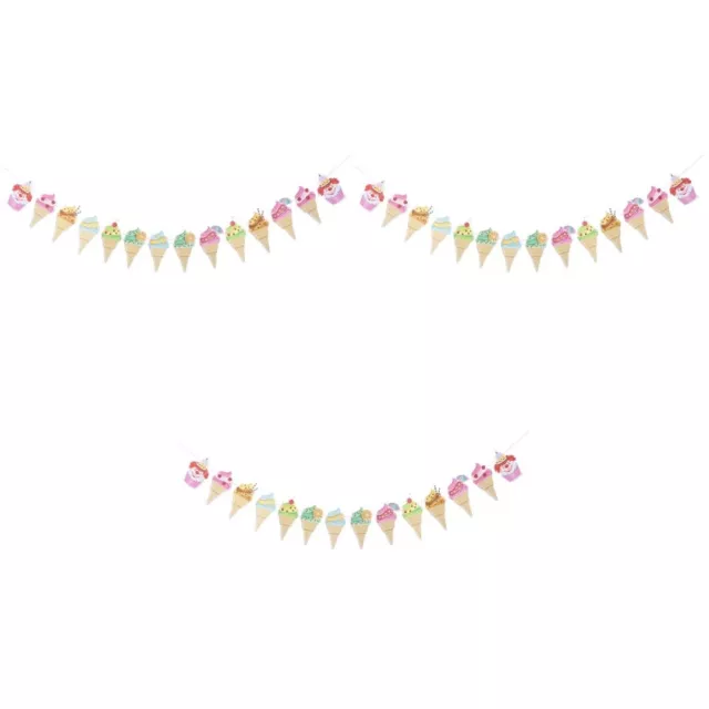3 PCS Chic Ice Cream Decorations Party Hanging Banner Decorate