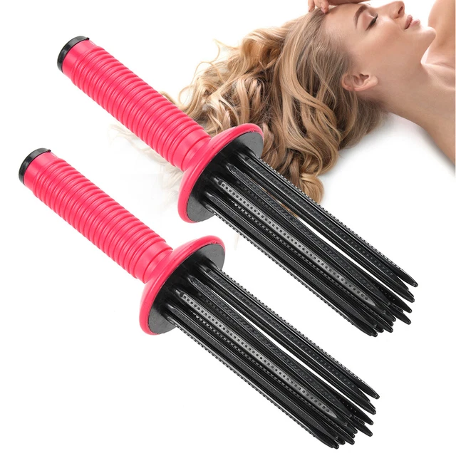 Hair Curler 17 Comb Teeth Anti‑Slip Curling Wand Hair Fluffy 2pcs Pro CHU