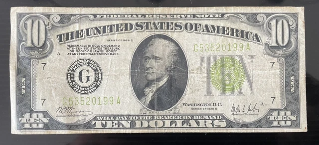 1928 Ten Dollar $10 Federal Reserve Note G53520199A series C