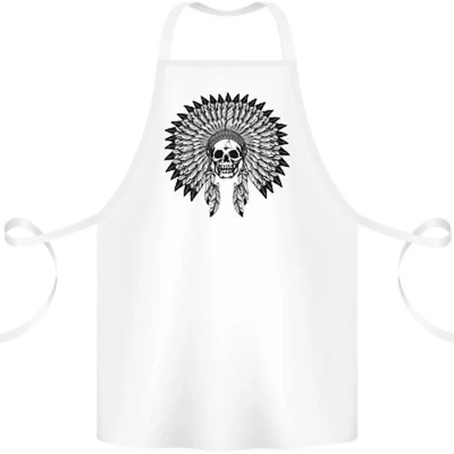 Indian Skull Headdress Biker Motorcycle Cotton Apron 100% Organic