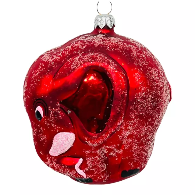 Red Blown Glass Elephant Christmas Ornament Radko? Old World? Adler? Unknown