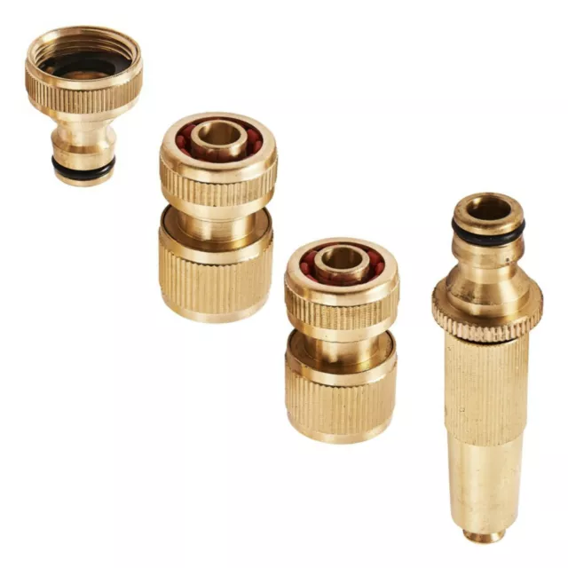 Garden Hosepipe Brass Fitting Set Spray Nozzle Quick Hose Pipe & Tap Connectors