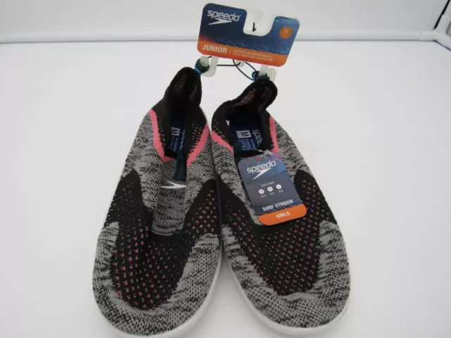 Junior Girls' Surf Strider Shoes Black and Grey w/ Pink - (Size Medium 2-3)