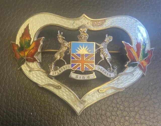 Vintage Stunning British Columbia Canada Enamel Pin Badge Brooch Sterling Silver