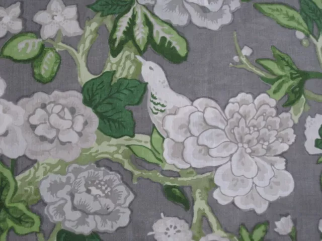 SCHUMACHER CURTAIN FABRIC DESIGN Bermuda Blossoms 2.5 METRE SLATE MARY MCDONALD