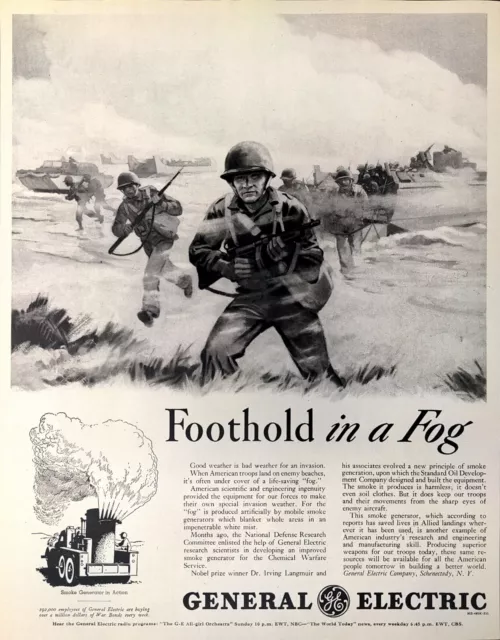 1944 WWII General Electric Fog Machine Standard Oil Company  Print Ad