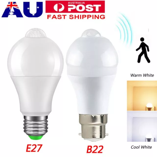 1-10X LED PIR Motion Sensor Light Bulbs E27 B22 12W Smart Detector Globe Lamp