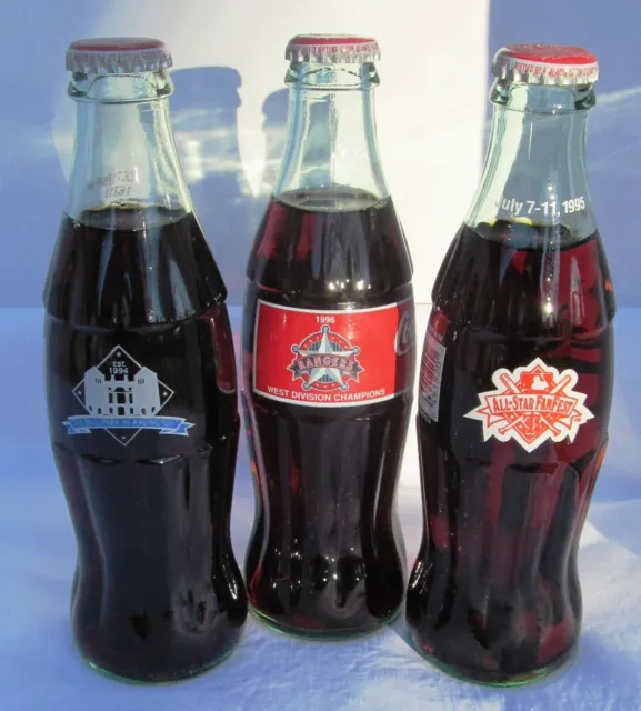 Coca-Cola Texas Rangers Collector Trio 3 Coke Bottles MLB Ballpark Champ Fanfest
