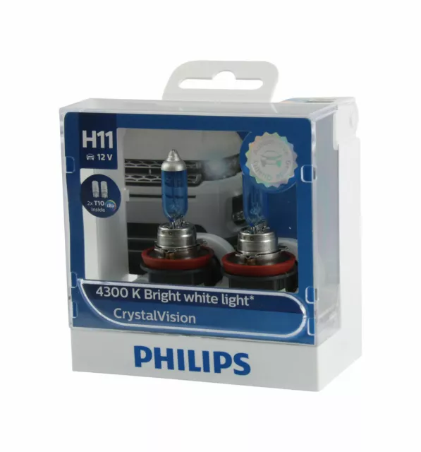 Philips Crystalvision Headlight H11 12V 55W T10 Led Parker 4300 K White Light